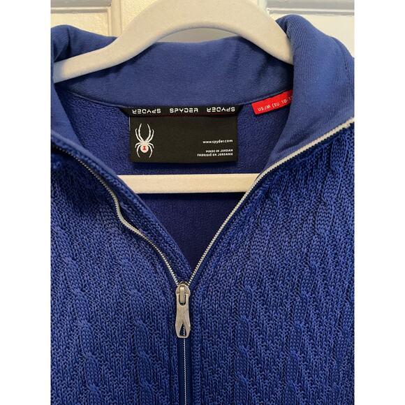 Spyder Major Cable Stryke Knit Royal Blue Fleece Zip Up Sweater Jacket Women's M - Picture 5 of 9